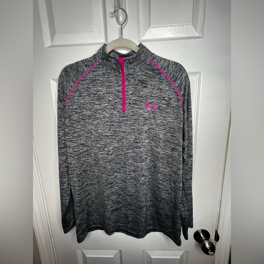 Under Armour Men’s Medium Heat Gear Loose Fit 1/4 Zip Long Sleeve Gray Top M - Picture 10 of 12